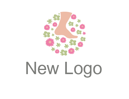 flowers and foot in circle spa logo