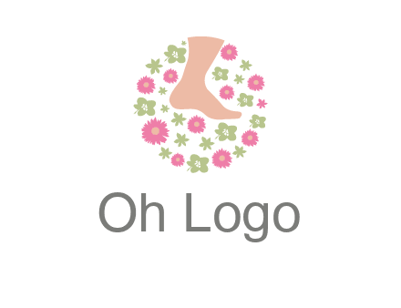 flowers and foot in circle spa logo