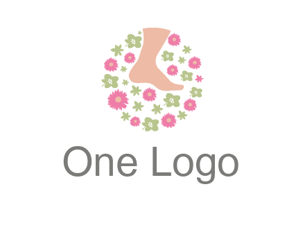 flowers and foot in circle spa logo