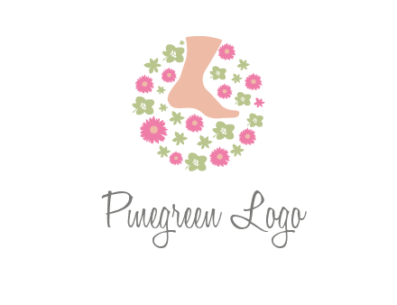 flowers and foot in circle spa logo