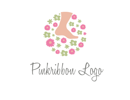 flowers and foot in circle spa logo