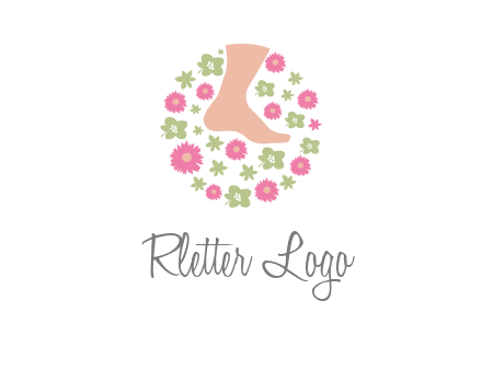 flowers and foot in circle spa logo