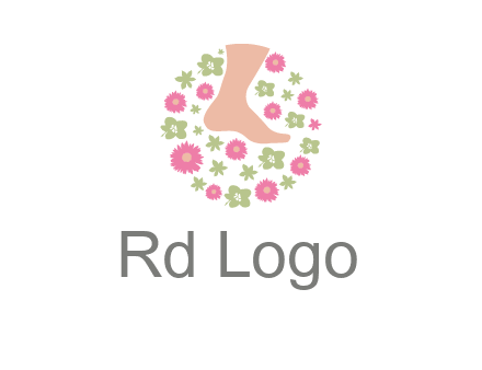 flowers and foot in circle spa logo