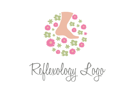 flowers and foot in circle spa logo