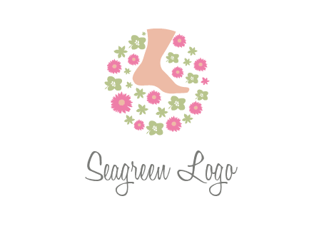 flowers and foot in circle spa logo