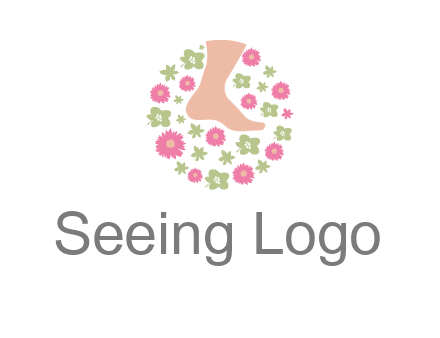 flowers and foot in circle spa logo