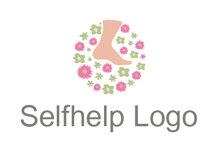 flowers and foot in circle spa logo