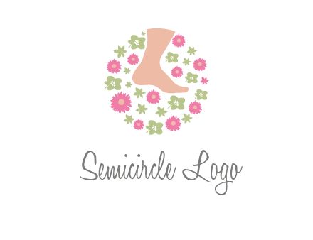 flowers and foot in circle spa logo