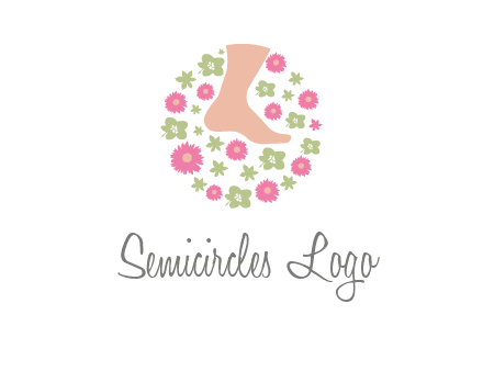 flowers and foot in circle spa logo