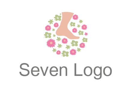 flowers and foot in circle spa logo