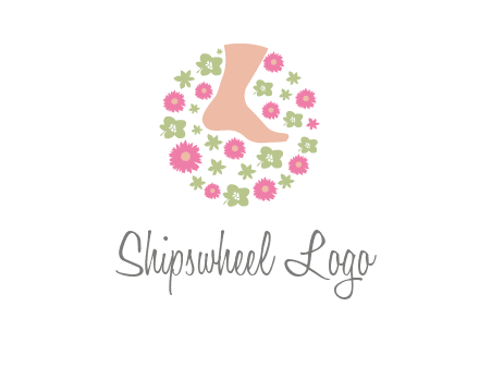 flowers and foot in circle spa logo