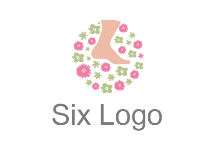 flowers and foot in circle spa logo