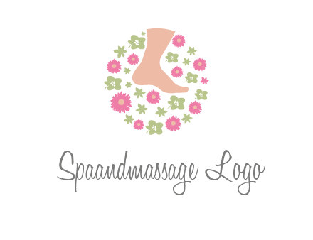 flowers and foot in circle spa logo