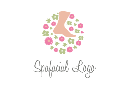 flowers and foot in circle spa logo
