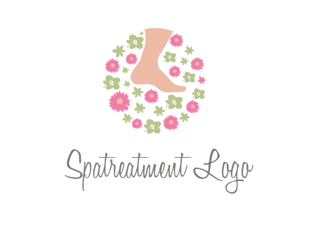 flowers and foot in circle spa logo