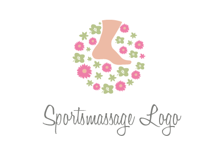 flowers and foot in circle spa logo
