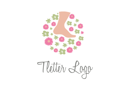 flowers and foot in circle spa logo