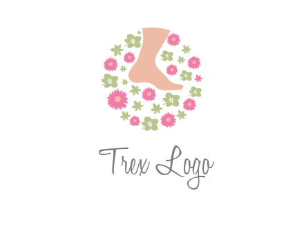 flowers and foot in circle spa logo