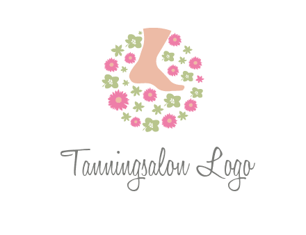 flowers and foot in circle spa logo