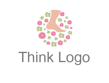 flowers and foot in circle spa logo