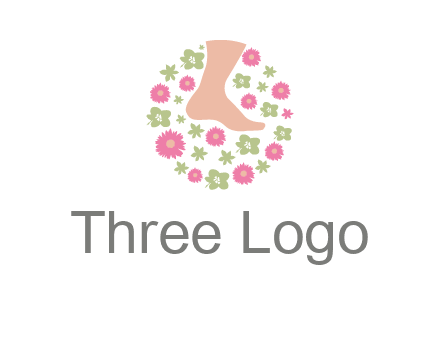 flowers and foot in circle spa logo