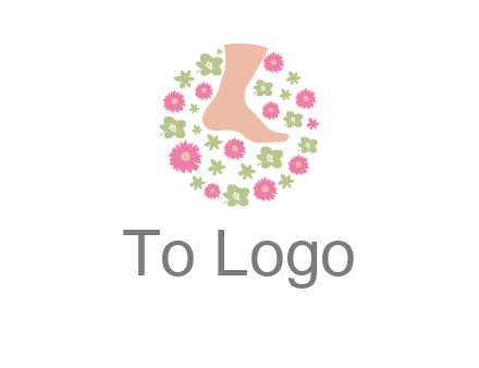 flowers and foot in circle spa logo