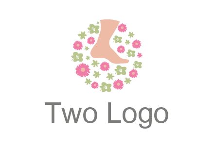 flowers and foot in circle spa logo