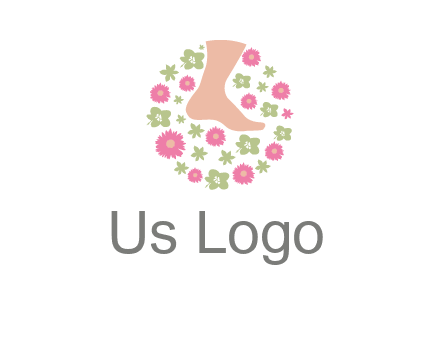 flowers and foot in circle spa logo