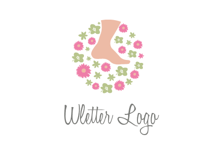 flowers and foot in circle spa logo