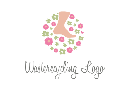 flowers and foot in circle spa logo
