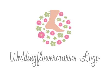 flowers and foot in circle spa logo