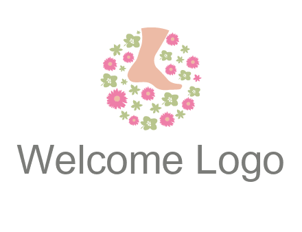 flowers and foot in circle spa logo