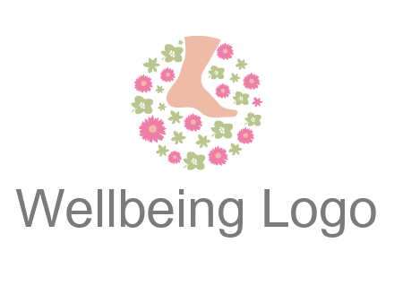 flowers and foot in circle spa logo