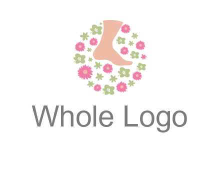 flowers and foot in circle spa logo