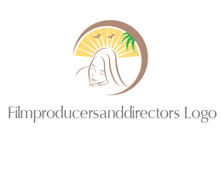 swoosh around sleeping woman head with rays and birds spa logo