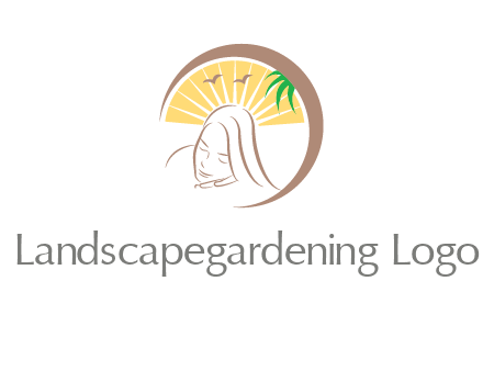 swoosh around sleeping woman head with rays and birds spa logo