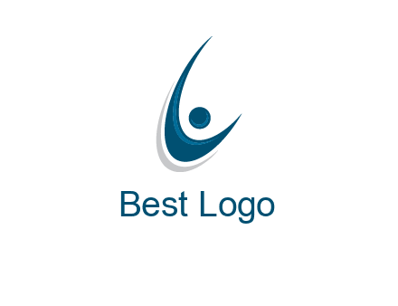 stick figure forming letter L or C