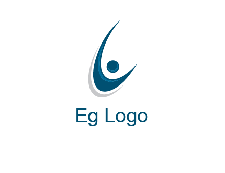 stick figure forming letter L or C