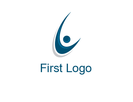 stick figure forming letter L or C