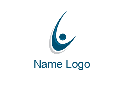 stick figure forming letter L or C