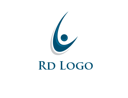 stick figure forming letter L or C