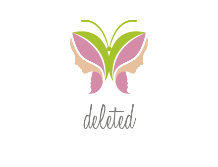 two women faces as butterfly wings beauty logo