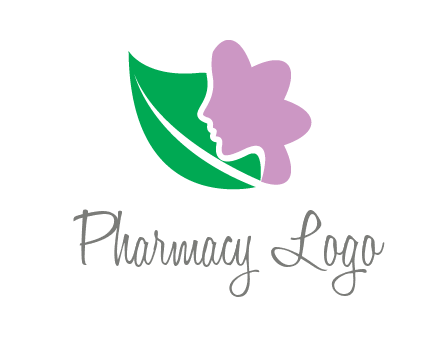 leave and woman head as flower logo icon
