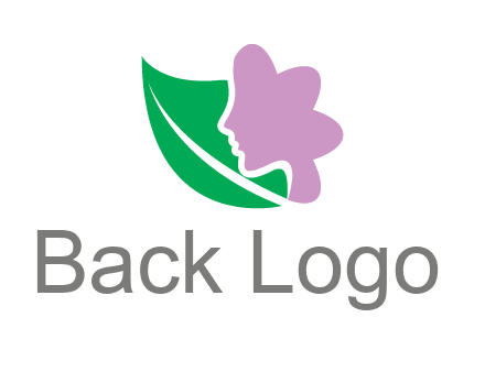 leave and woman head as flower logo icon