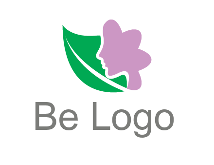 leave and woman head as flower logo icon