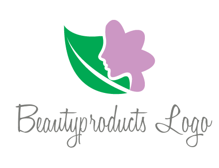 leave and woman head as flower logo icon