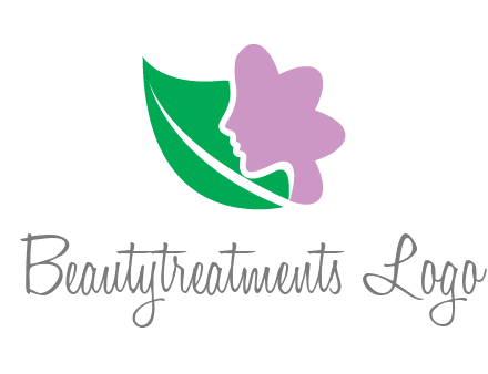 leave and woman head as flower logo icon