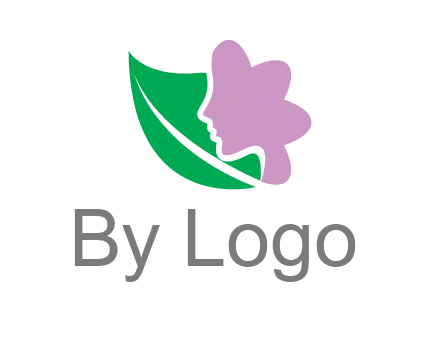 leave and woman head as flower logo icon
