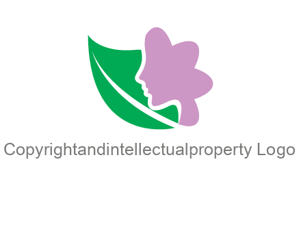 leave and woman head as flower logo icon