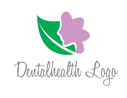 leave and woman head as flower logo icon